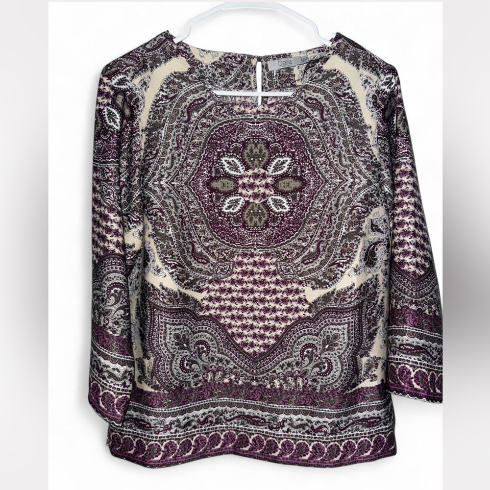 Dalia Purple and Cream Paisley Blouse